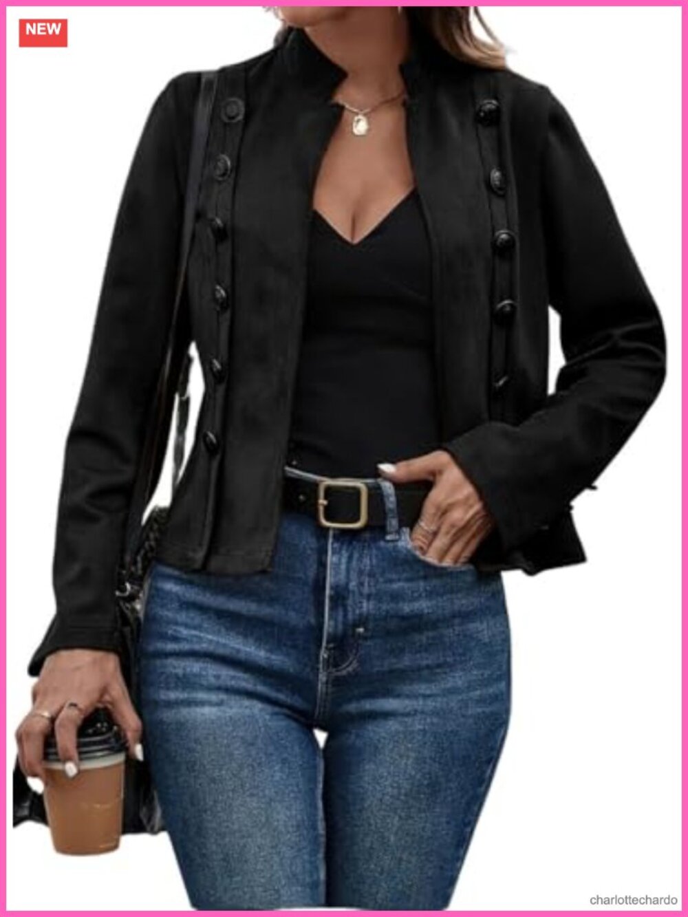 Faux Suede Leather Jacket Cropped Blazer Coat Long Sleeve Business Casual